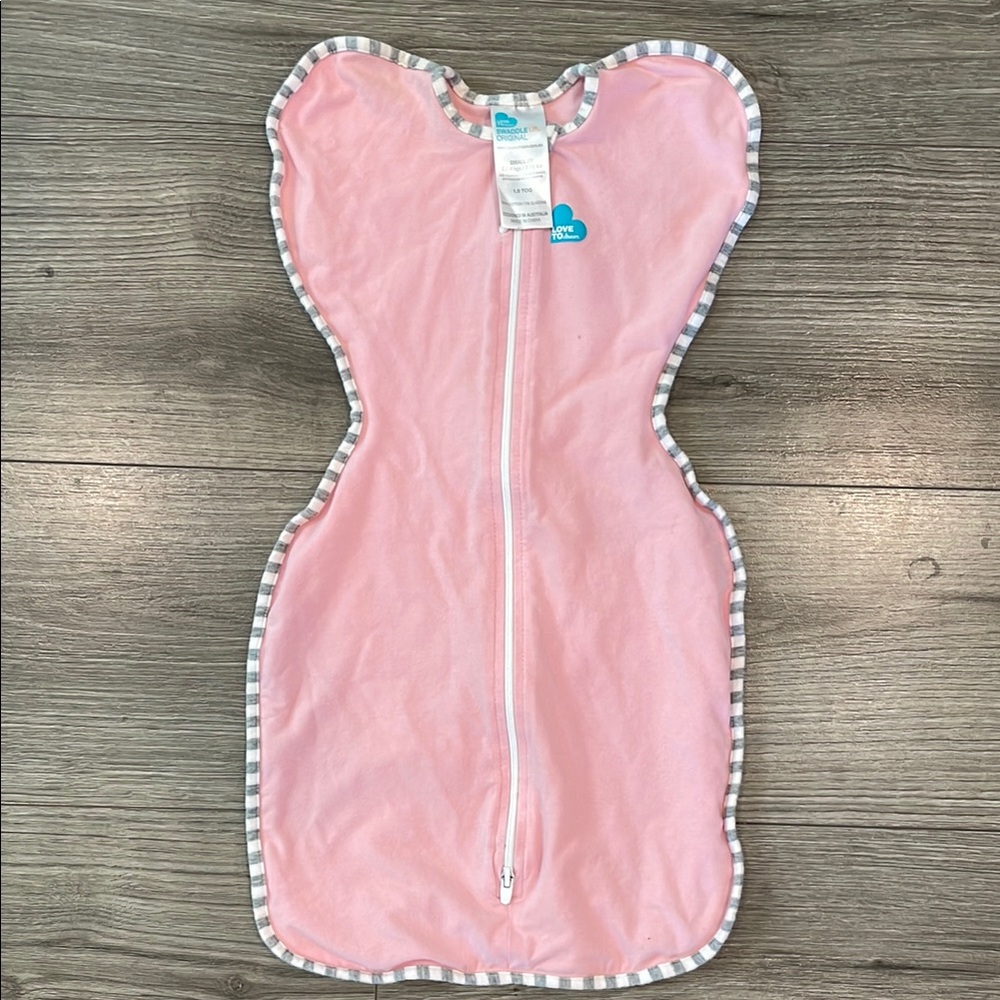 Love to Dream Pink Swaddle with Gray Stripes